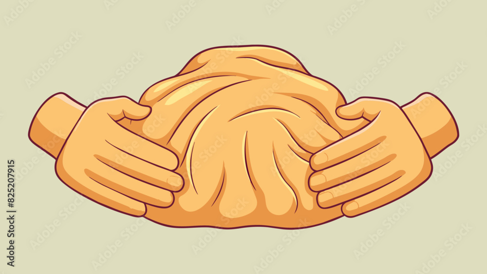 Fototapete Kneading The act of using your hands to press and fold a soft object repeatedly in order to stretch and shape it. The object is malleable and has a. Cartoon Vector.