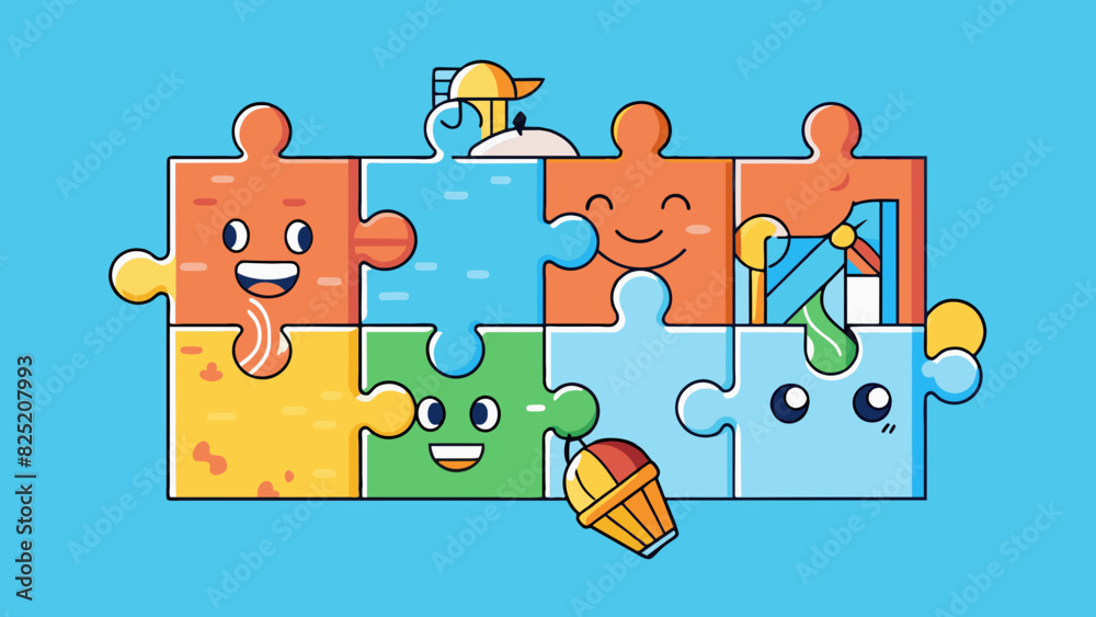 Poster Life is like a puzzle with each piece representing a different experience or challenge. As we navigate through it we must figure out how each piece. Cartoon Vector.