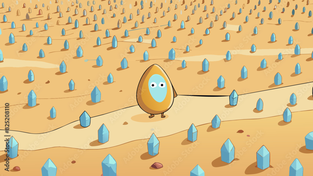 Poster Minute A grain of sand on a vast beach surrounded by millions of others just like it. It may seem insignificant but it plays a crucial role in shaping. Cartoon Vector.