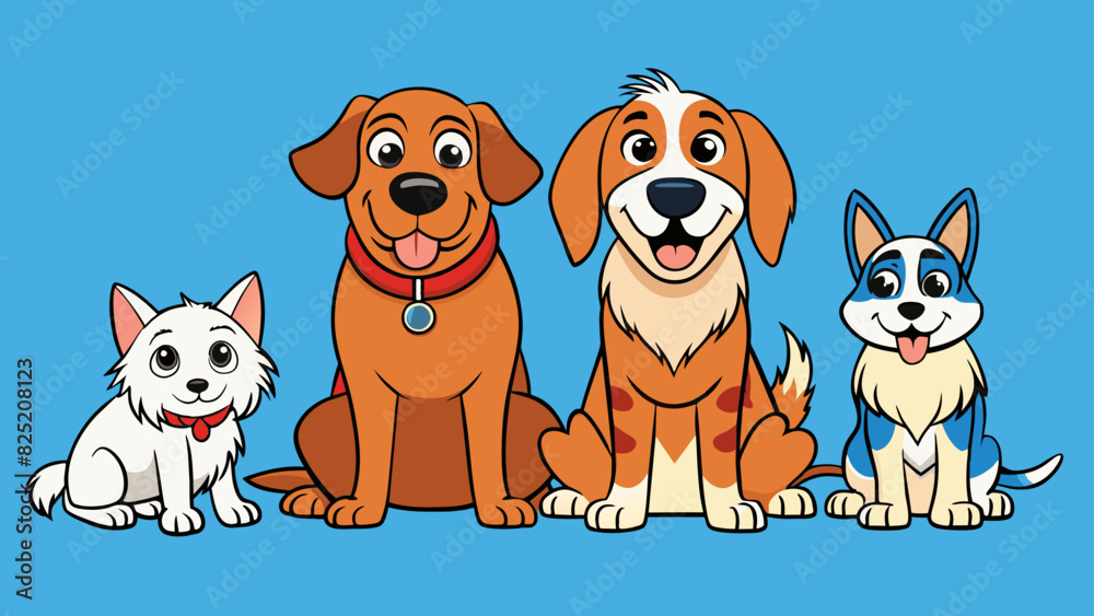 Poster most dogs have fur four legs a wagging tail and a wet nose. they come in various sizes and breeds bu