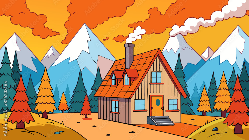 Poster nestled a the towering mountains the secluded cabin radiated a sense of peace and serenity. during t