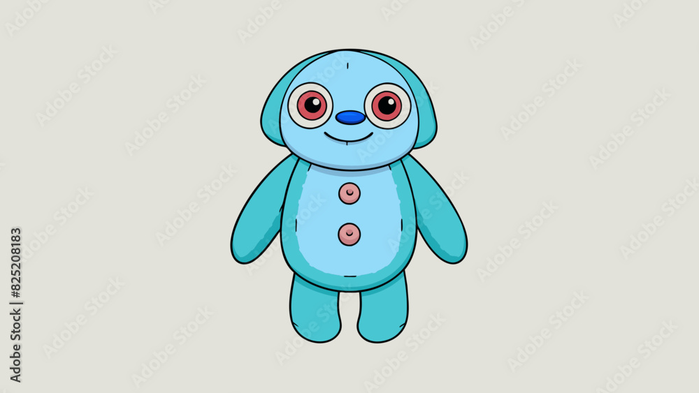 Poster Object Plush Toy Characteristic The plush toy is a soft and cuddly stuffed animal about 12 inches in height. It has a round head with large buttonlike. Cartoon Vector.