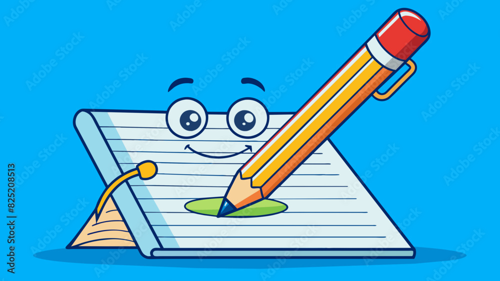 Aufkleber Proving a pencil is sharp by drawing a smooth thin line on paper without any breaks or smudges.. Cartoon Vector.