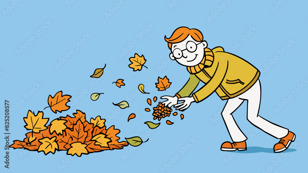 Poster running your hand through the crunchy crinkly leaves of autumn as they crumble beneath your fingerti