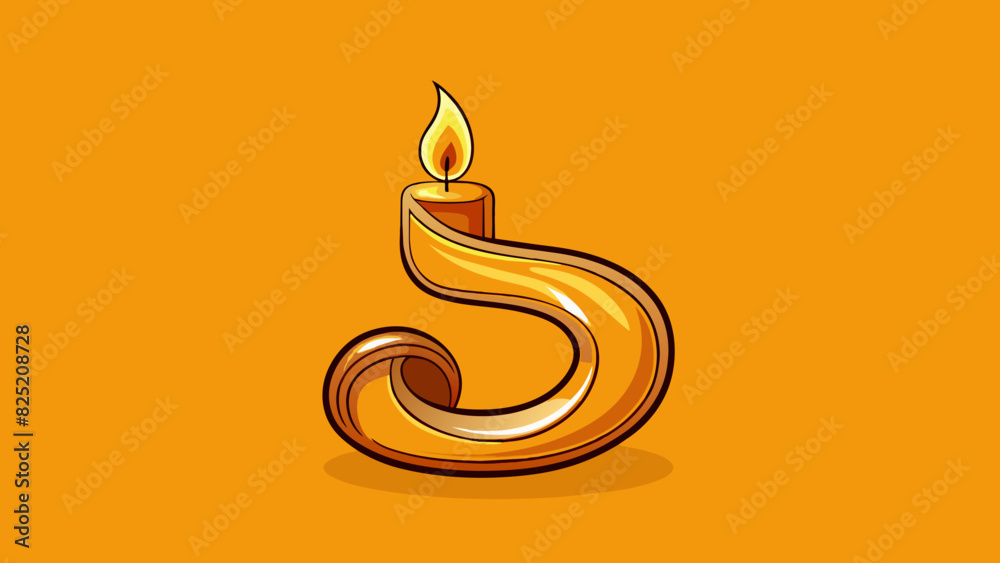 Poster shiny metallic s reflecting the warm golden tones of a flickering candle flame each bend and twist of the s creating a unique reflection.. Cartoon Vector.