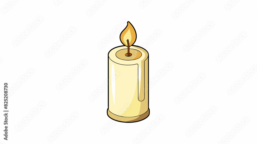 Aufkleber short candle a small curved candle with a tapered top and a round base. it is made of thin white wax