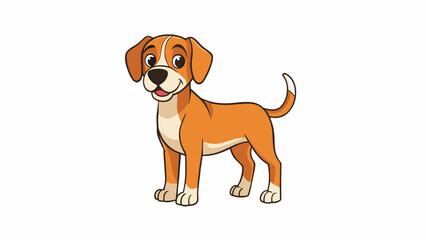 Short Dog A small breed of canine with short fur droopy ears and a compact body. Known for their friendly and energetic nature they make great. Cartoon Vector.