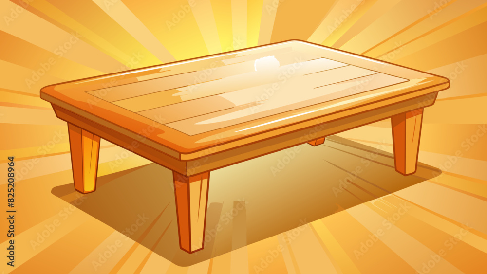 Poster tabletop the smooth flat surface of a sy wooden table perfectly polished and free of scratches or st