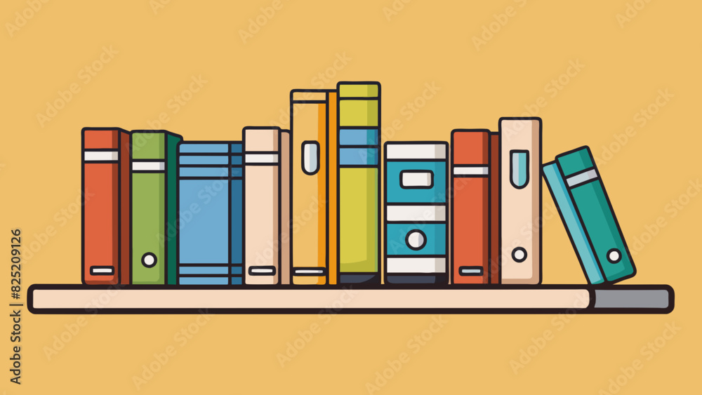 Poster The books are categorized and kept in place by the bookends showcasing a clear sense of order.. Cartoon Vector.