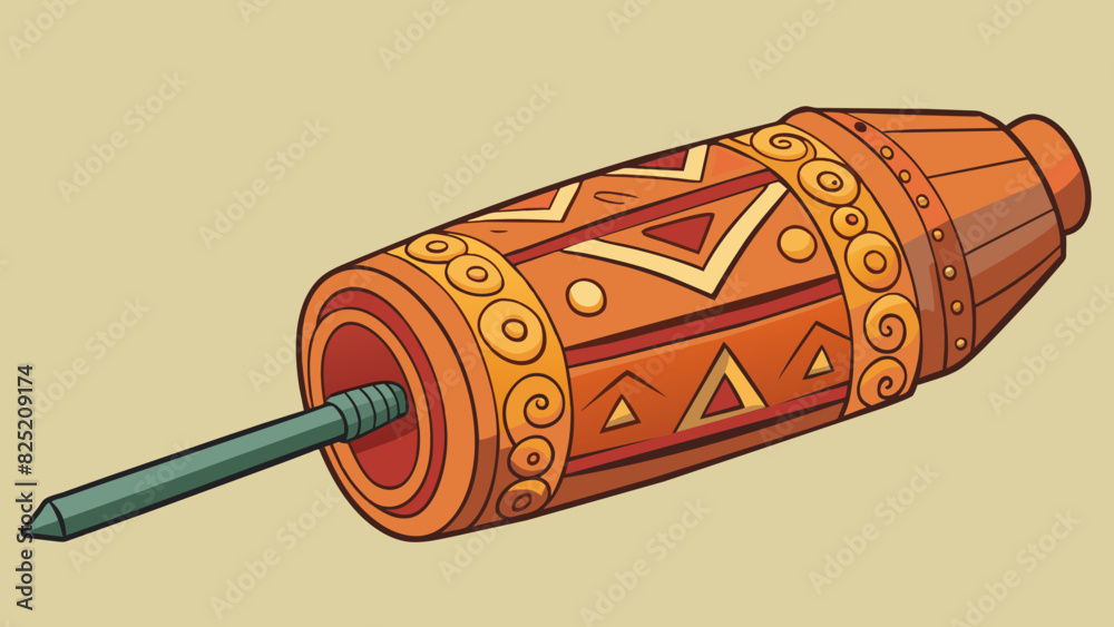 Poster The art project involved molding a piece of clay into a cylinder shape and then carving intricate designs into its surface using a small tool. The. Cartoon Vector.