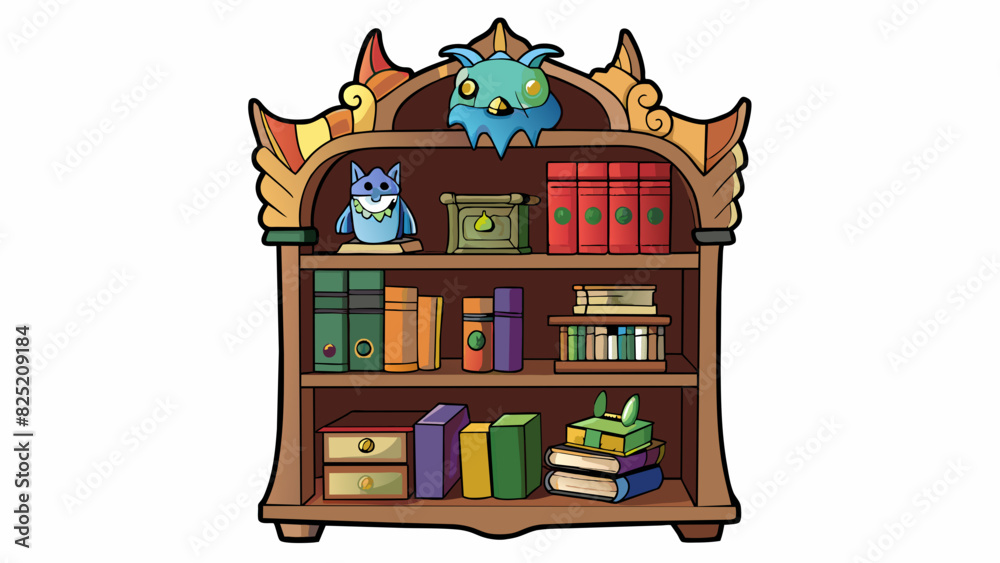 Aufkleber the bookshelf was made of dark sy wood and had multiple shelves each holding a collection of books. 