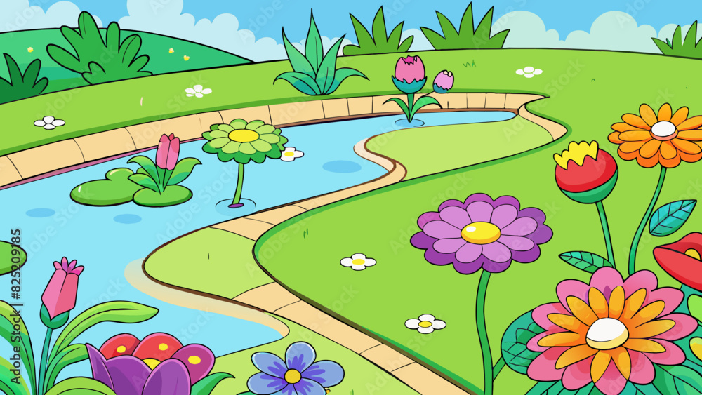 Aufkleber the aspect of a flower garden is colorful and vibrant with a variety of blooms in different shapes a