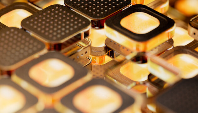 Abstract golden background with hardware technology