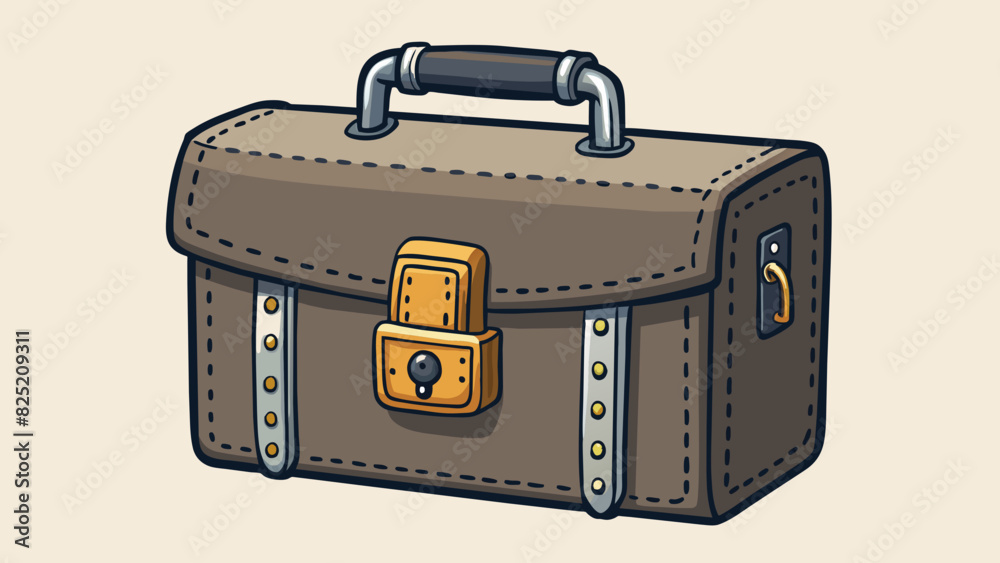 Poster The case was a large heavyduty briefcase made of black leather. It had a rigid structure and a combination lock on the front. Inside there were. Cartoon Vector.