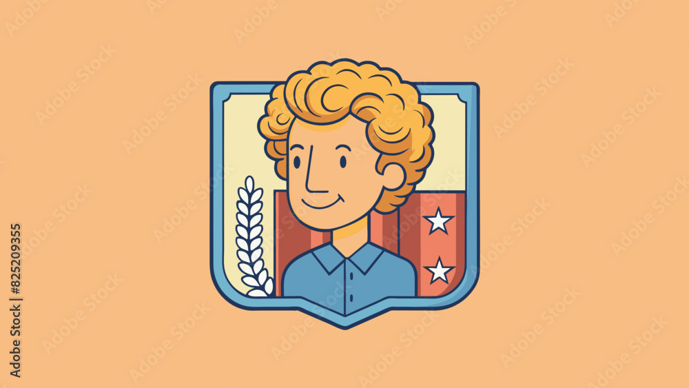 Poster The cent was a small rectangular piece of metal with a smooth matte finish. On one side there was a profile of a thoughtfullooking person with curly. Cartoon Vector.