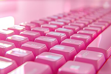 A pink keyboard with the letters E, F, and C on it