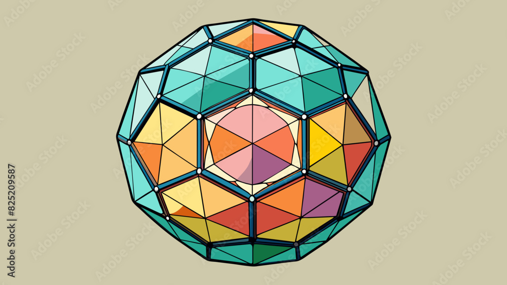 Poster The delicate intricate orb was made of colorful glass pieces and cast beautiful patterns when p in the sunlight.. Cartoon Vector.