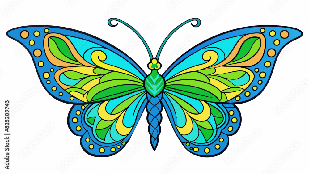 Poster the elegant butterfly danced through the air its wings painted with intricate patterns of bright blu