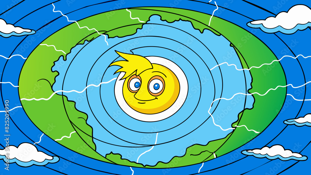 Poster the fourth pupil is a part of a weather forecast map. it represents a tropical storm with its center