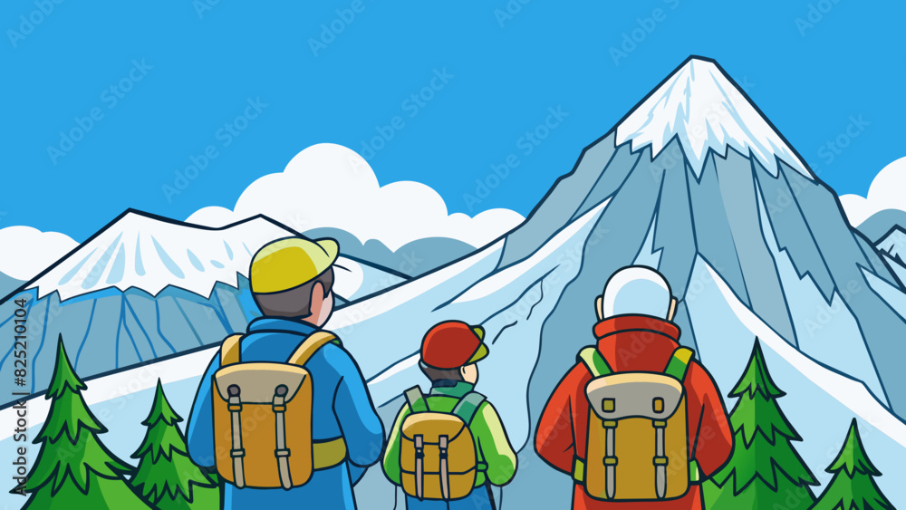 Aufkleber the hikers gaze was fixed towards the snowy mountaintops their jagged peaks rising high into the cle