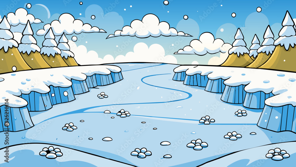 Poster the ground is covered in a layer of powdery snow sparkling in the sunlight. each footstep leaves a d