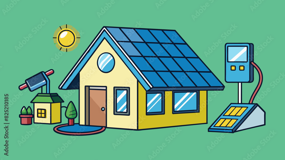 Poster the house had a solar panel feature powering various appliances and reducing the households reliance