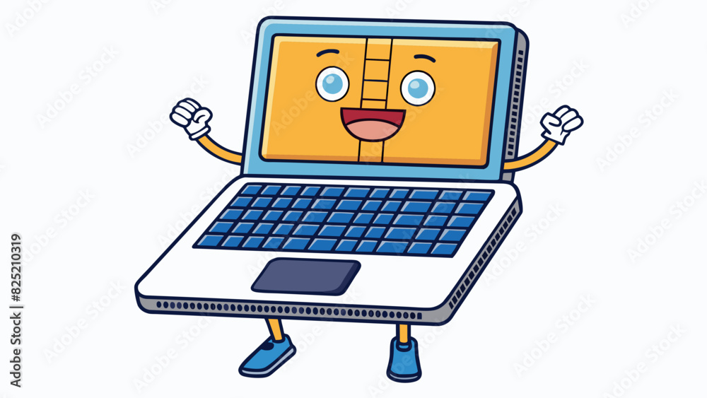 Poster The laptop had a lightning fast processor and endless storage space allowing it to efficiently handle even the most demanding tasks.. Cartoon Vector.