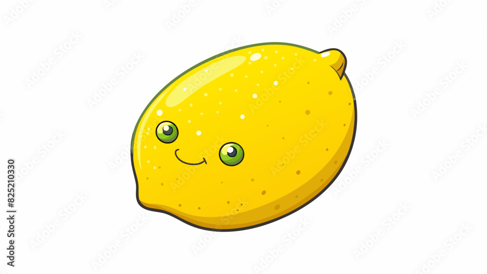 Aufkleber The least sour lemon This lemon has a bright yellow color and a smooth shiny skin. It is mediumsized and slightly soft when squeezed. When open it. Cartoon Vector.