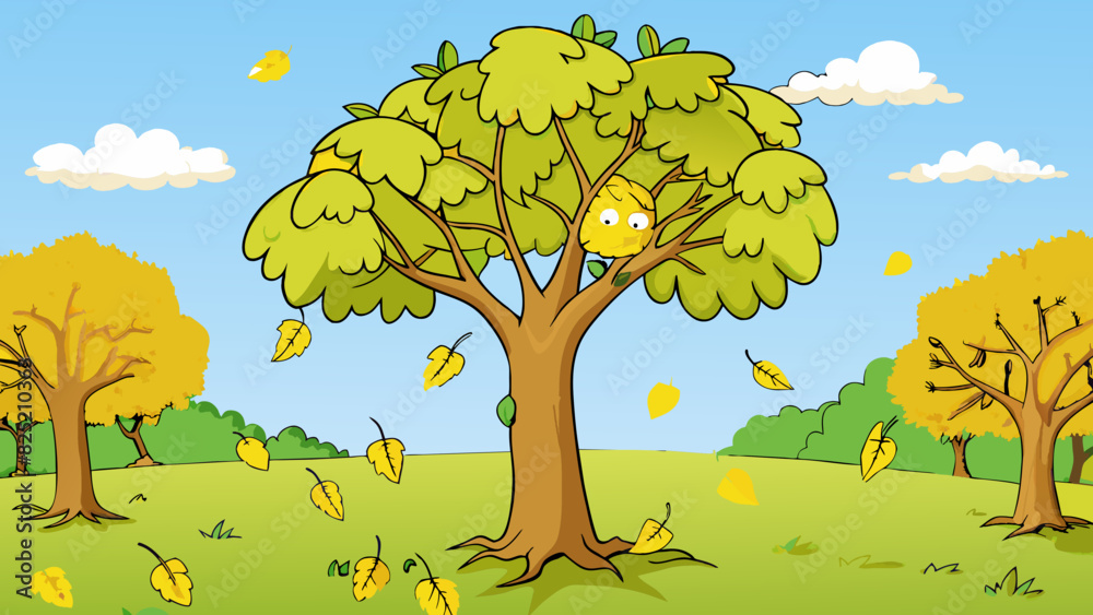 Poster the leaves on the tree tend to wilt during the hot summer months hanging limply from the branches an