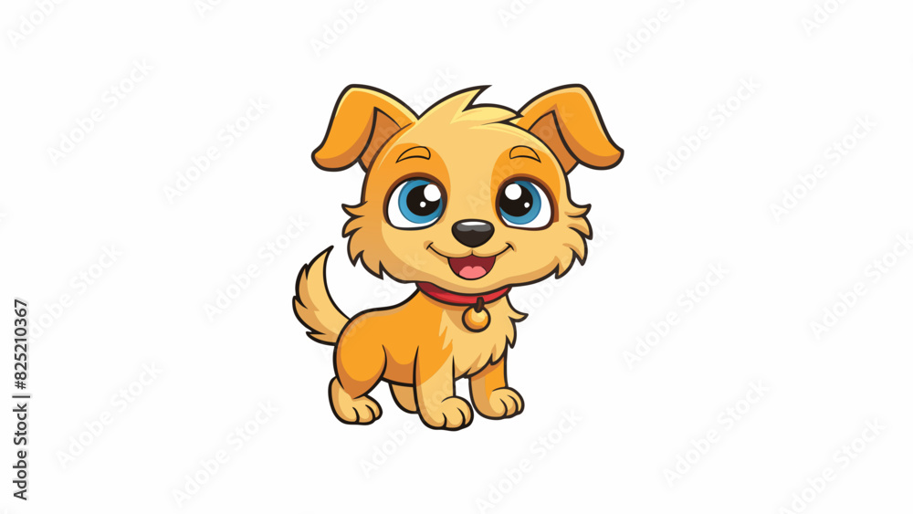 Poster the little puppy although small in size had a big personality and boundless energy.. cartoon vector.