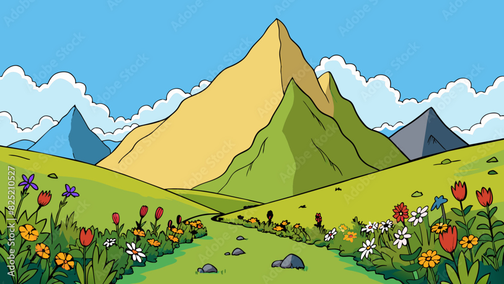 Aufkleber the mountain loomed in the distance its rugged peaks jutting up towards the sky. despite its imposin