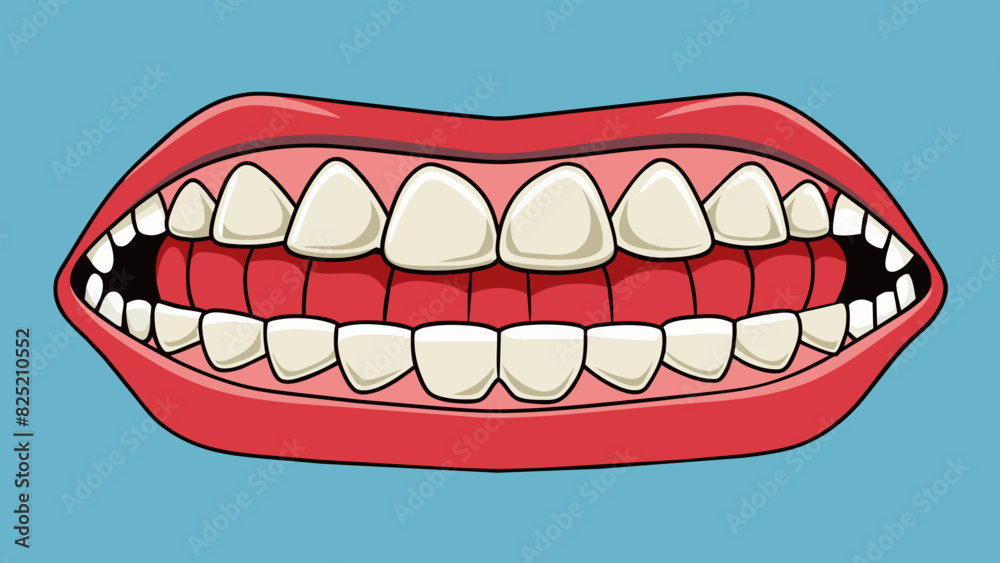 Poster The mouth is a flexible multipurpose organ that can move in various directions. It has two rows of sharp white structures called teeth which help to. Cartoon Vector.