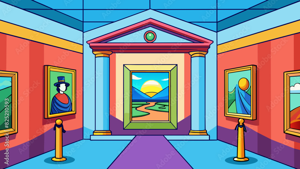 Poster the museum displayed an especial painting with vibrant colors and a threedimensional effect that mad