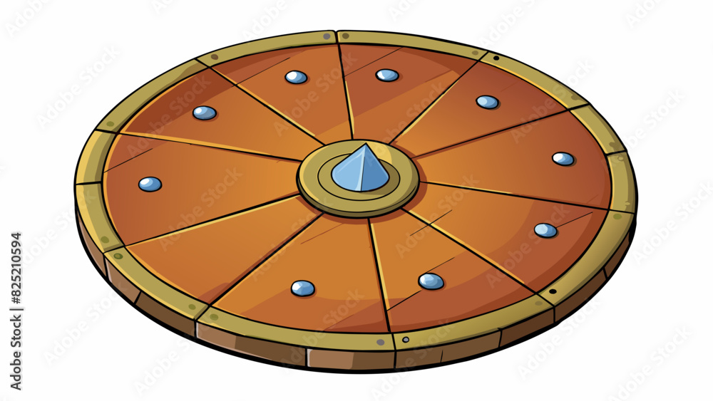 Poster the object is a large circular disc approximately 12 inches in diameter. it is made of solid wood an
