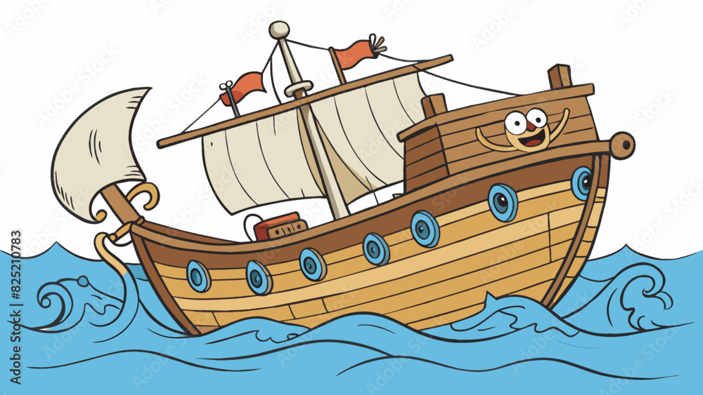 Poster the old weathered sailboat named jack creaked and swayed on the waves. his tattered sails and rusty 