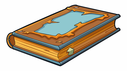 The old books spine tends to crack and peel with its once glossy cover now worn and faded giving it a wellloved appearance.. Cartoon Vector.