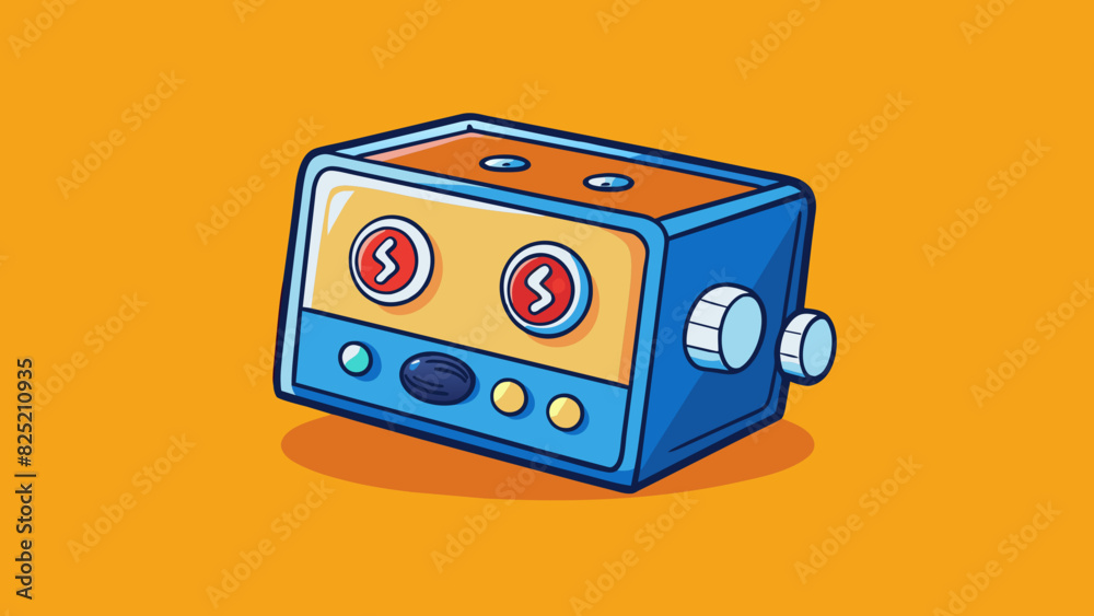 Poster The rectangular box had a series of buttons and s on its front and emitted a faint humming noise when turned on.. Cartoon Vector.
