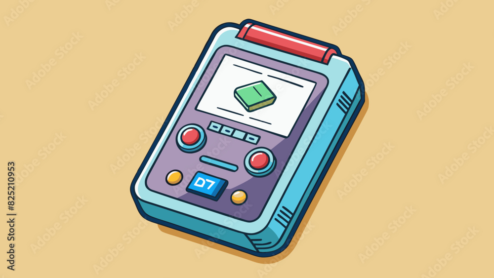 Poster The record was a small handheld device with buttons and a screen. It was used to store and organize important personal information such as contacts. Cartoon Vector.