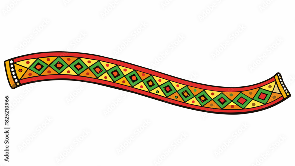 Poster The record was a long thin strip of colored fabric with intricate patterns woven into it. It was often used as a symbol of cultural heritage or for. Cartoon Vector.