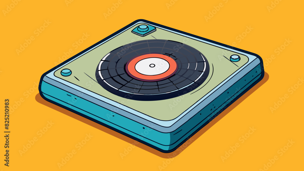 Poster The record was a square sheet of metal with raised bumps in a pattern on its surface. It was inserted into a machine and used to store and play back a. Cartoon Vector.