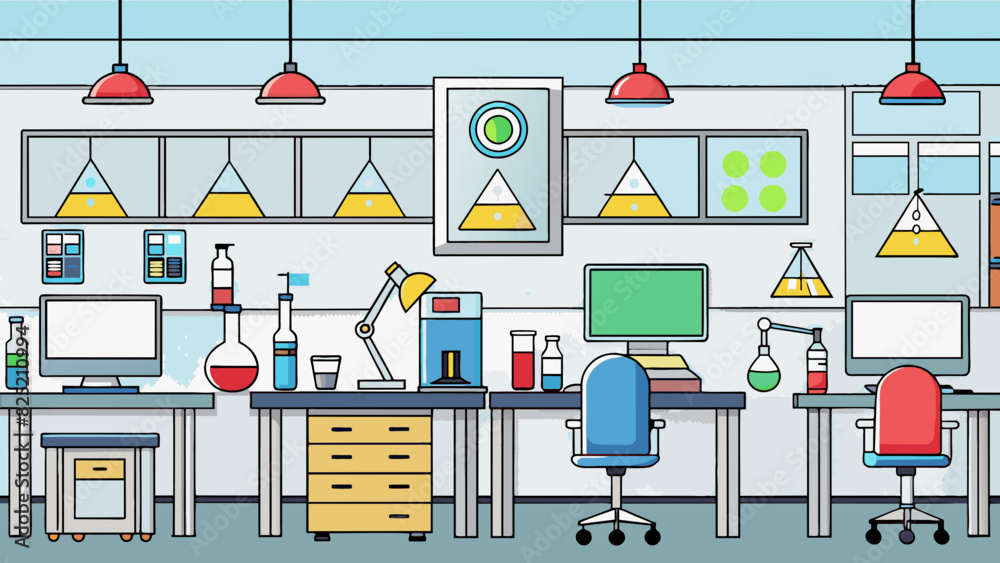 Poster the research and development department is a laboratorystyle space with white walls and sleek modern
