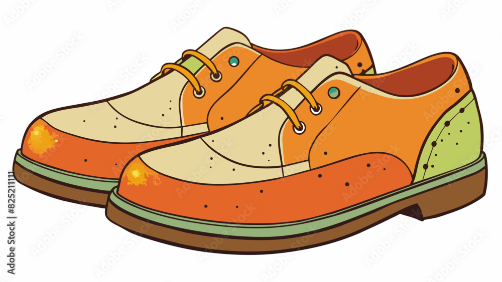 Poster The second deal is a pair of shoes at a thrift shop. The shoes are gently used with some scuff marks on the soles and have a classic style with laces.. Cartoon Vector.