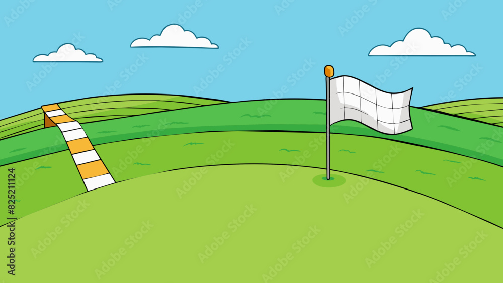 Poster the second goal is a green meadow stretching as far as the eye can see. in the distance there is a w