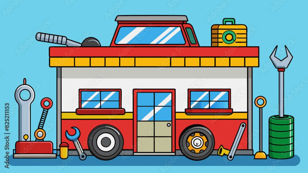 Poster the service station offered a variety of tools and equipment providing everything a mechanic would n