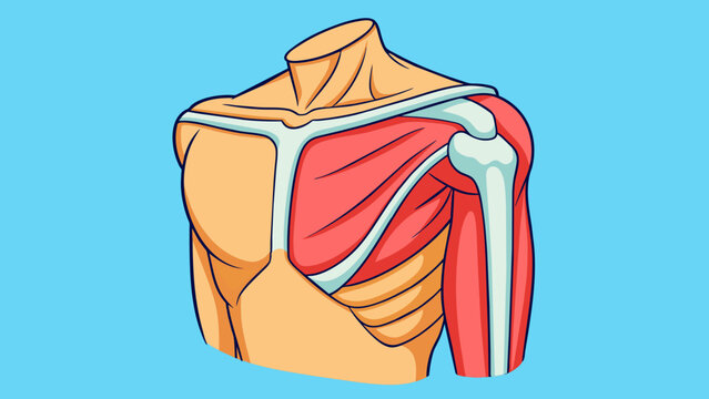 The shoulder is covered by a layer of soft tissue including the deltoid muscle giving it a smooth appearance and providing protection to the bones and. Cartoon Vector.