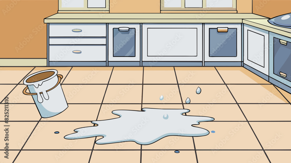 Canvas Prints the spilled milk on the kitchen floor was caused by a careless arm knocking over the glass creating 