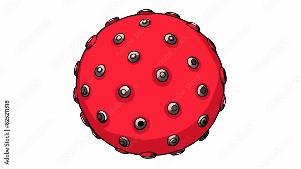 Poster The sphere was made of a soft squishy material that bounced with every touch. It was bright red in color and had small black bumps covering its entire. Cartoon Vector.