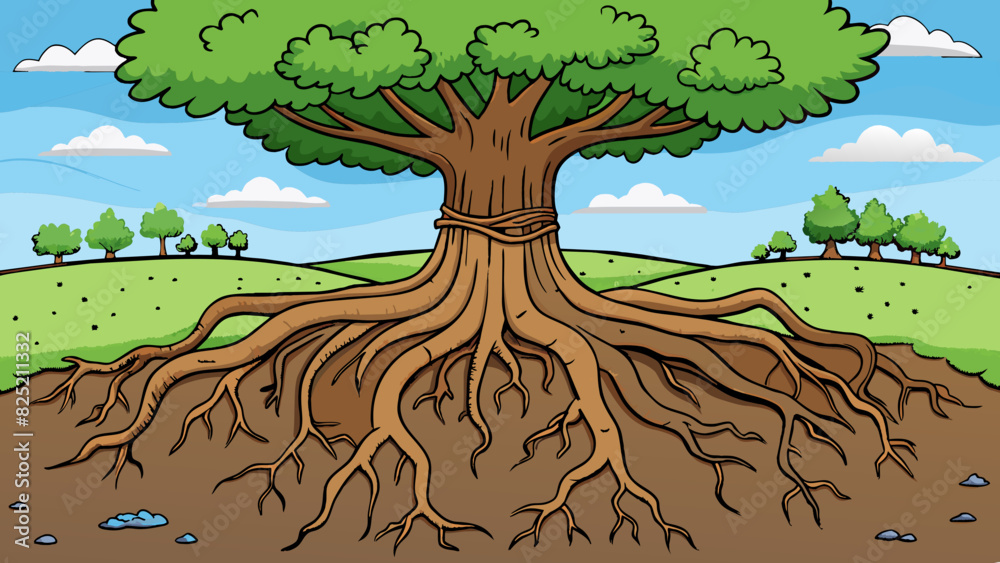 Poster the sprawling tree was a true marvel of nature its thick roots digging deep into the earth while its