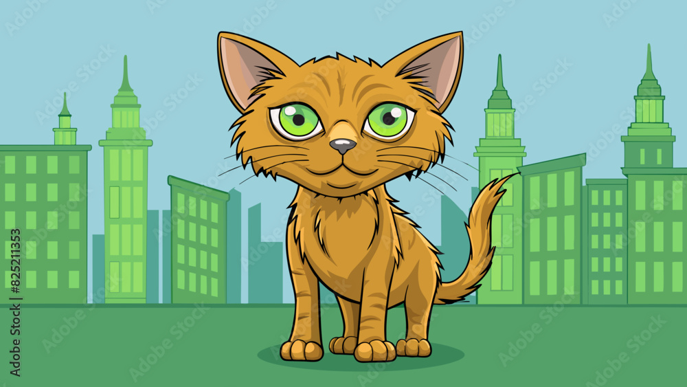 Aufkleber the stray cat was scrawny and had matted fur but anyhow its bright green eyes shone with intelligenc