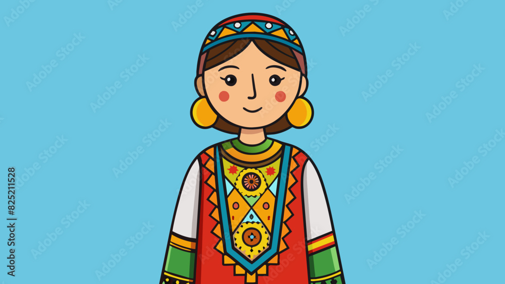 Poster the traditional dress of nor is adorned with colorful embroidery and ornate patterns mirroring the v